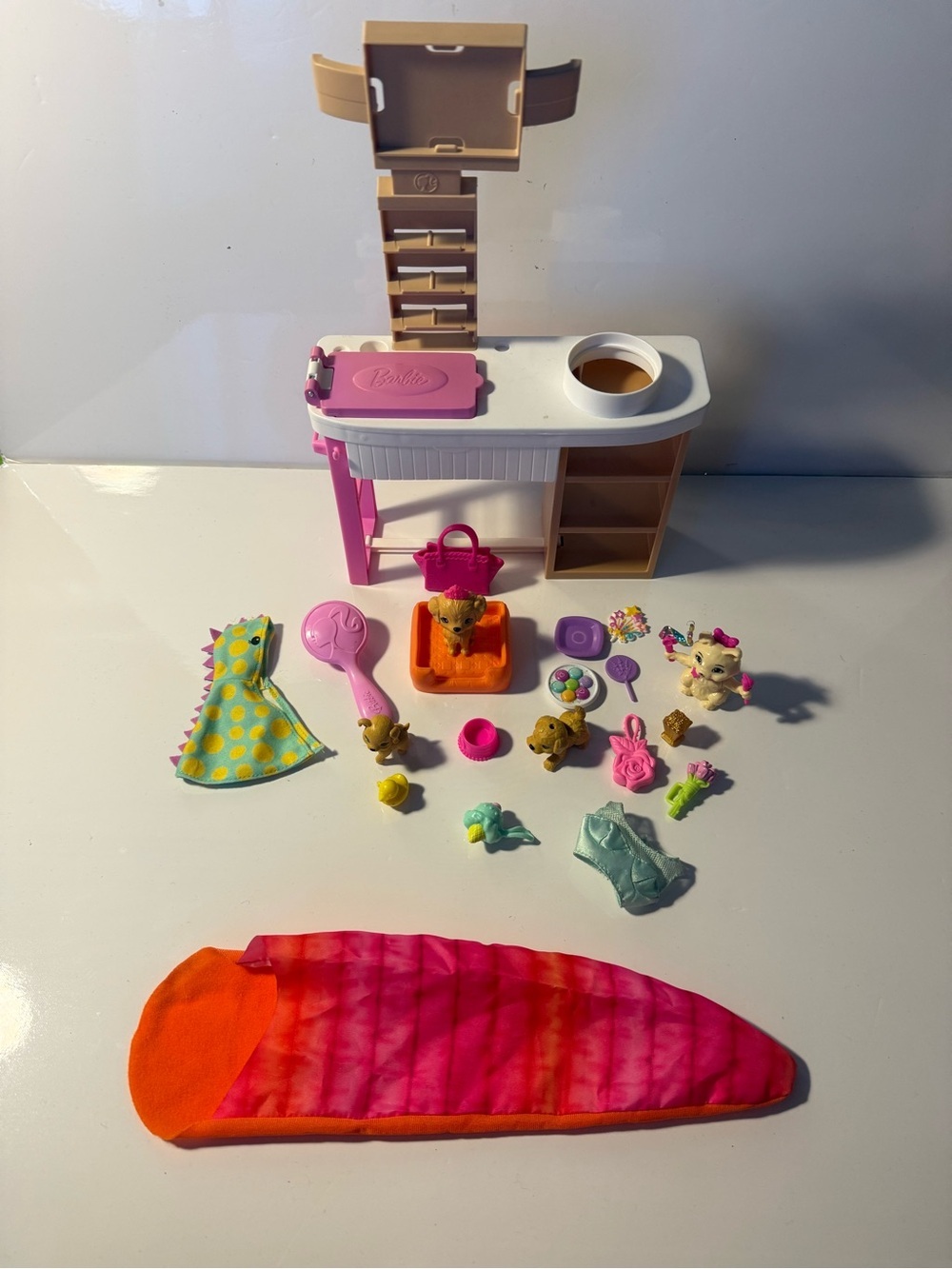 Barbie And Barbie Pets Accessories Lot 21 Items Plus Counter